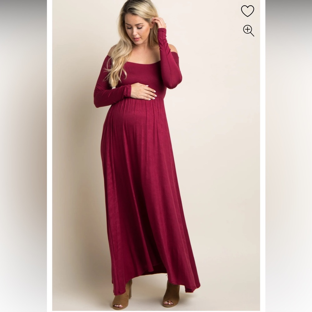 PinkBlush solid off shoulder maxi dress in burgundy